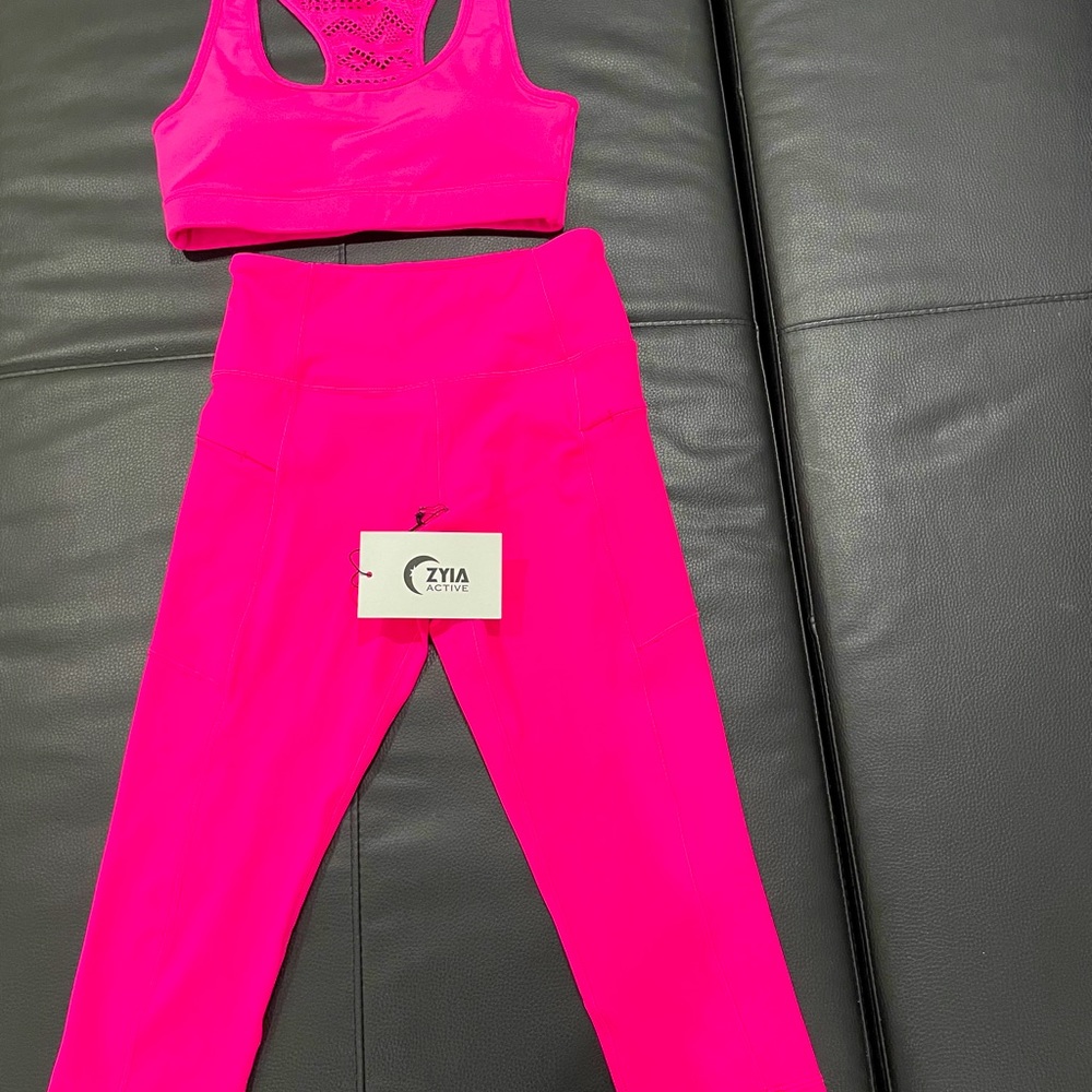 Zyia Bomber Bra and Cropped Leggings